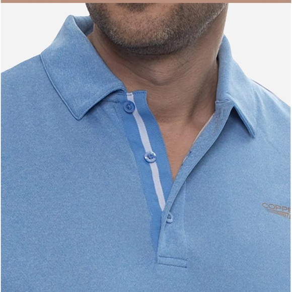 Copper Fit Essential Polo Shirt in Sky Blue, Size Large - Picture 3 of 6